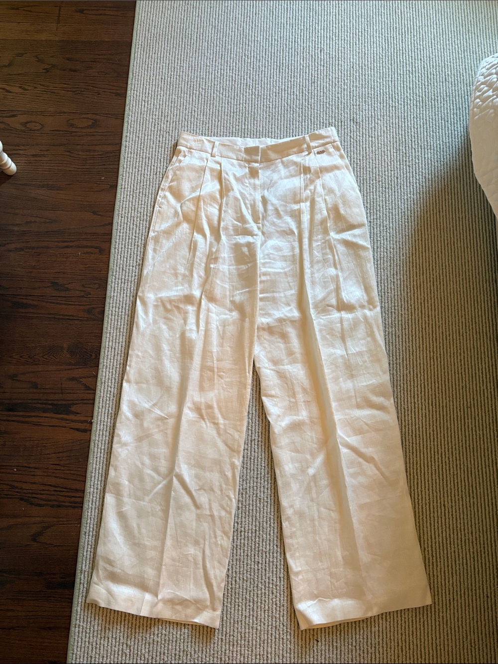 HUGO BOSS Women's Cream Linen Wide-Leg Pants